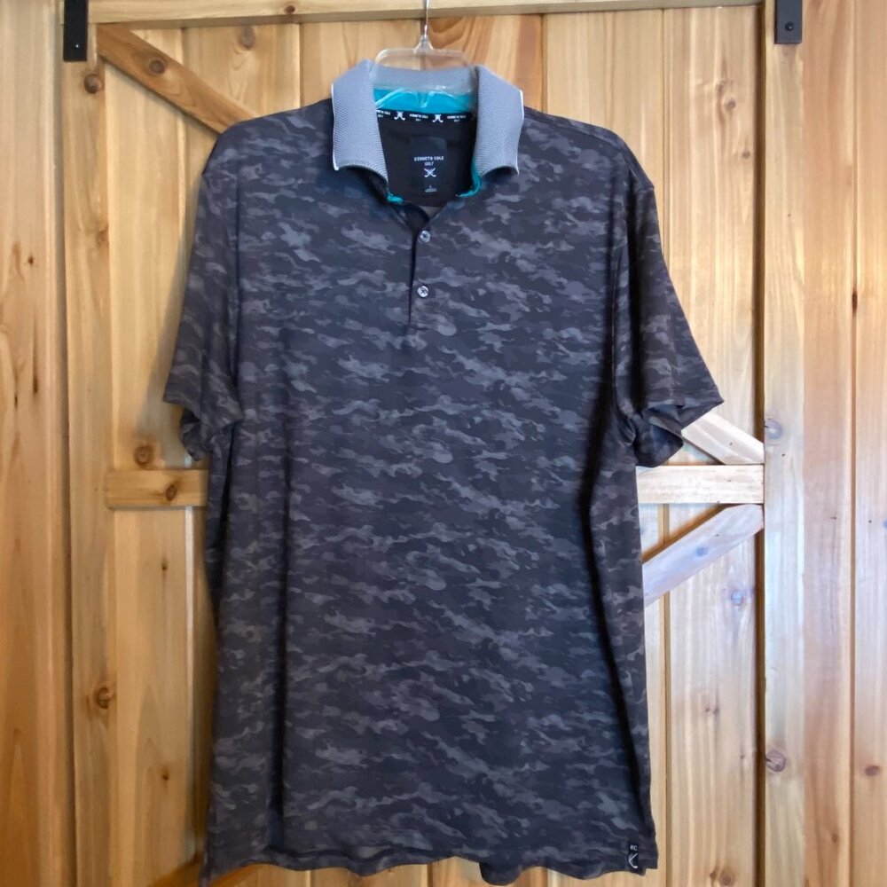 Kenneth Cole Golf Black/Gray Camouflage Men’s Polo Shirt Size Large